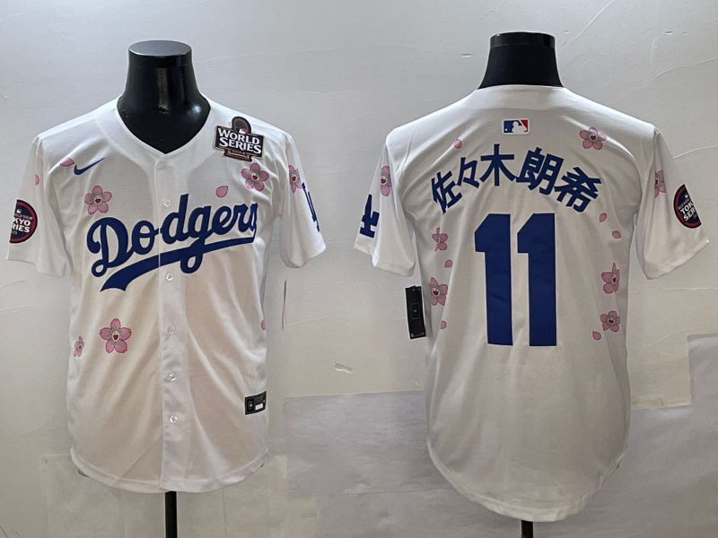 Men Los Angeles Dodgers #11 R.Sasaki White Sakura Edition 2025 Nike MLB Jersey style 6